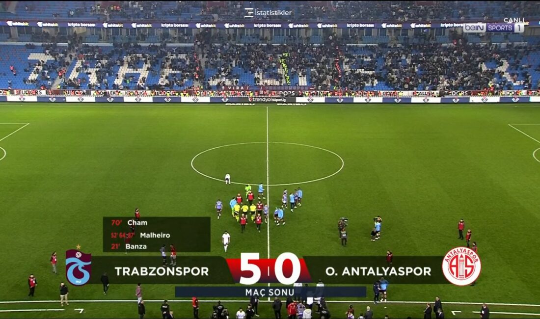 Bordo-mavililer 21. dakikada Simon Banza, 52, 64 ve 87. dakikalarda