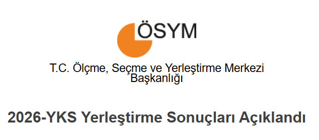ÖSYM Başkanı Bayram Ali Ersoy, 2026-YKS yerleştirme sonuçlarının açıklandığını bildirdi.
